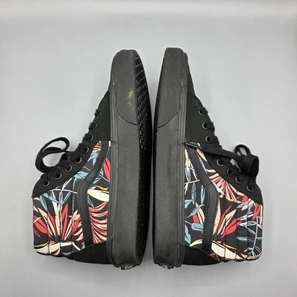 Vans Sk8-Hi Shoes Womens 8 Black Tropical Floral Old Skool‎ High Top Sneakers